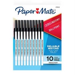 Papermate Kilometrico Ballpoint Pen Medium 1mm Black Pack of 10